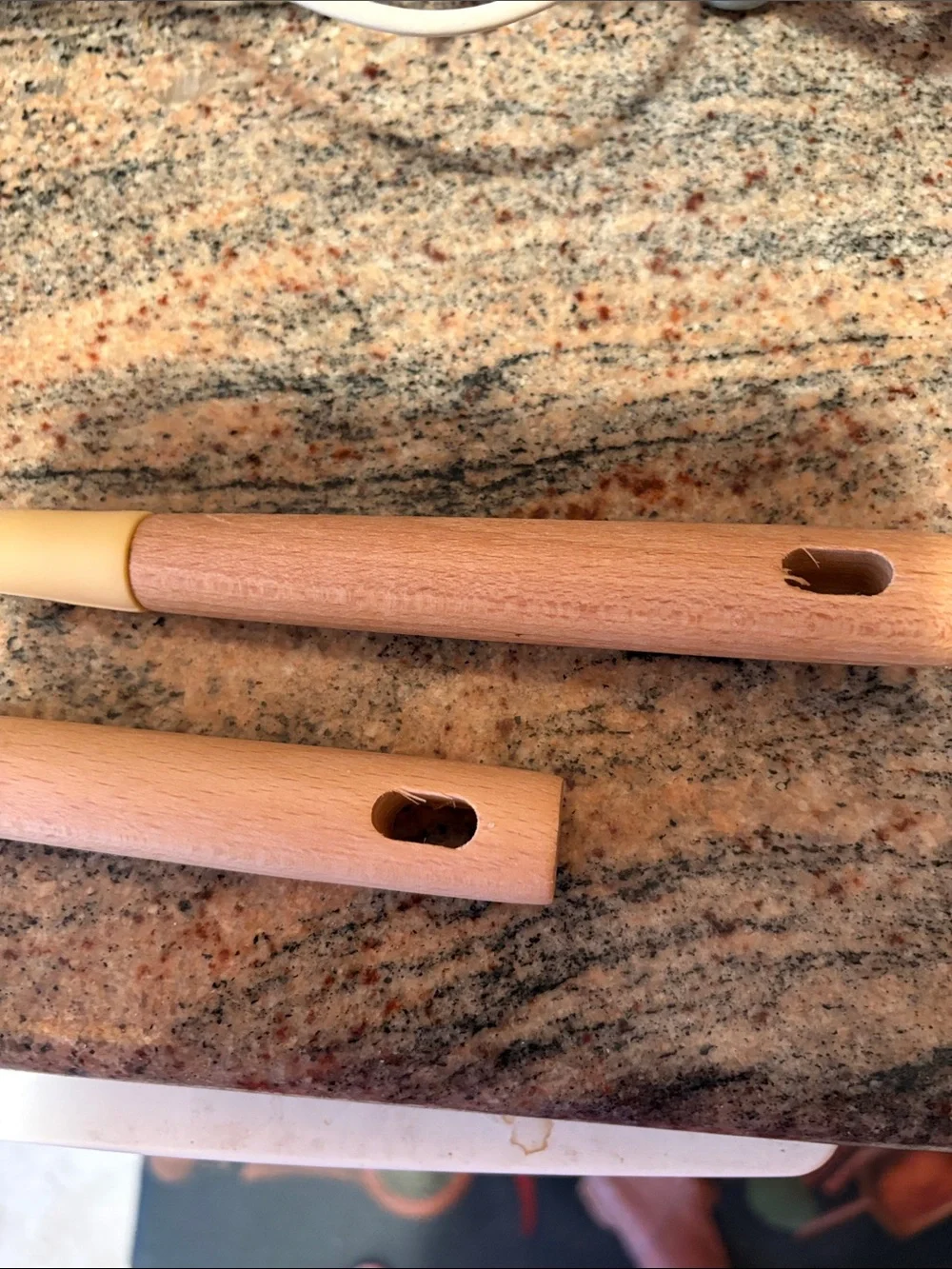 Yellow Silicone Wooden-Handle Spoon & Spatula Set